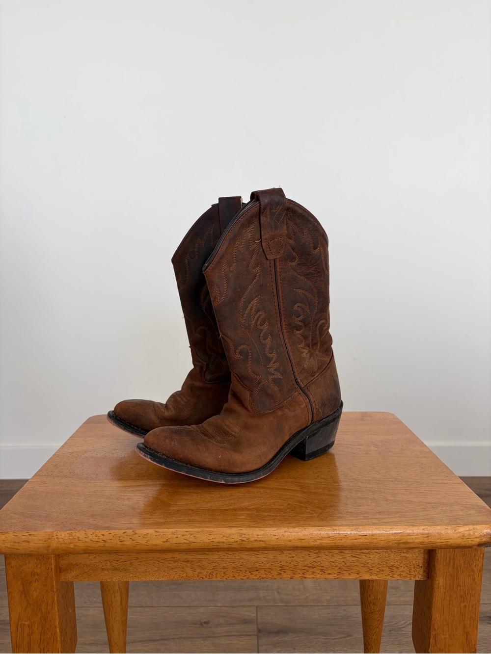 Kids Brown Leather Western Cowboy Boots